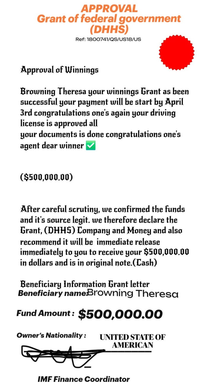 Browning Theresa, DHHS Federal Grant Approval grant ceremony