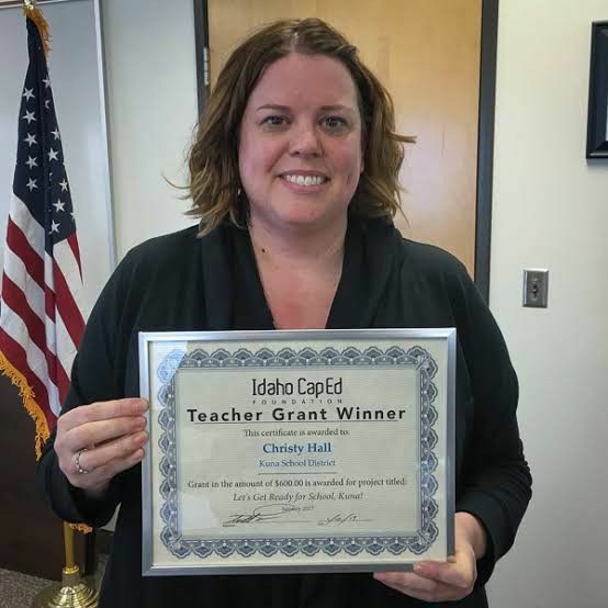 Christy Hall, Kuna School District, Idaho CapEd Foundation grant ceremony