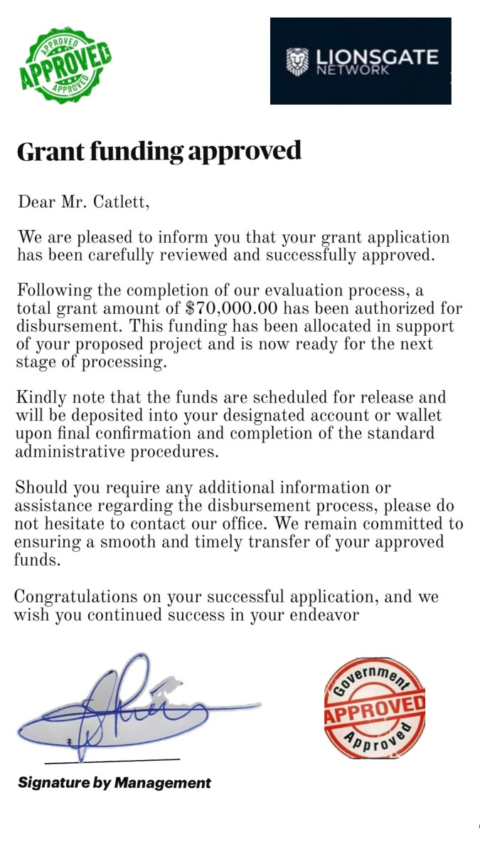 Mr. Catlett, Lionsgate Network grant ceremony